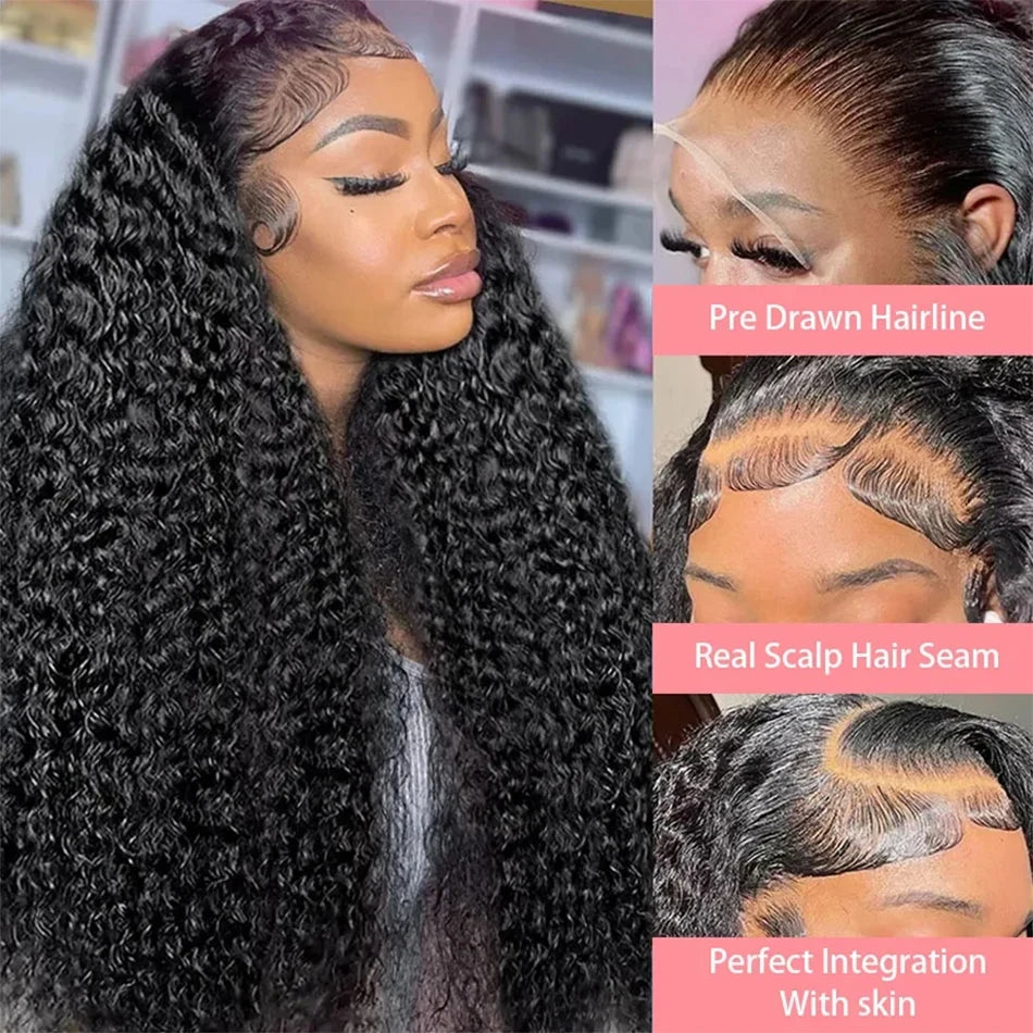 Amay Glueless Kinky Curly 13x4 Lace Front Human Hair Wigs For Women Brazilian Deep Curly Lace Frontal Wig Wet And Wavy Frontal Wigs