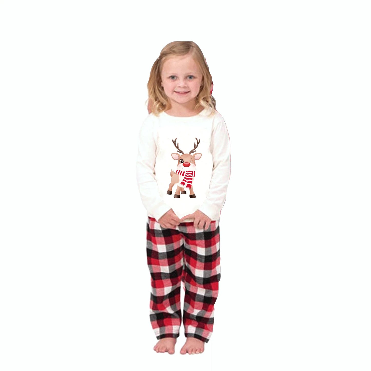 Maxy 2024 new Christmas Moose print family long sleeve pajamas set home wear