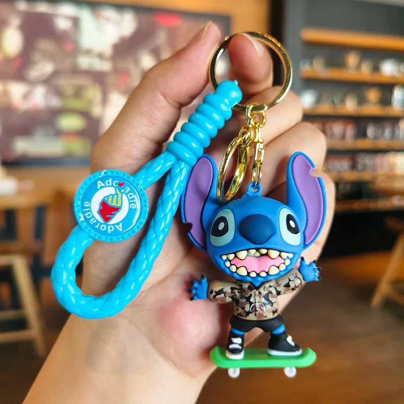 Maxy Anime Disney Figure Villain Maleficent The Evil Queen Cruella Silicone Keychain Bag Key Ring Pendant Children Toy Birthday Gifts