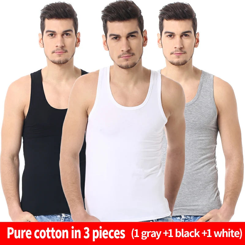 2025 New Men's summer lightweight cotton tight vest, casual family pajamas, outdoor tight top, breathable quick-drying vest