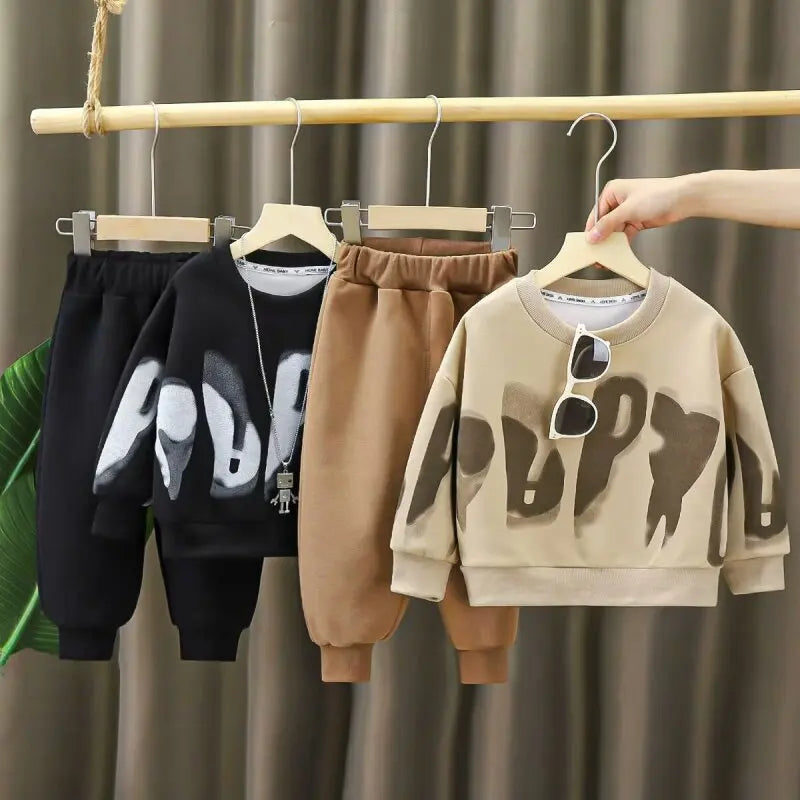 utumn Baby Boy Clothes Set Kid Cartoon Printed Sweatshirts Pullover Top And Pants 2pcs Suit Children Girls Fashion Tracksuits