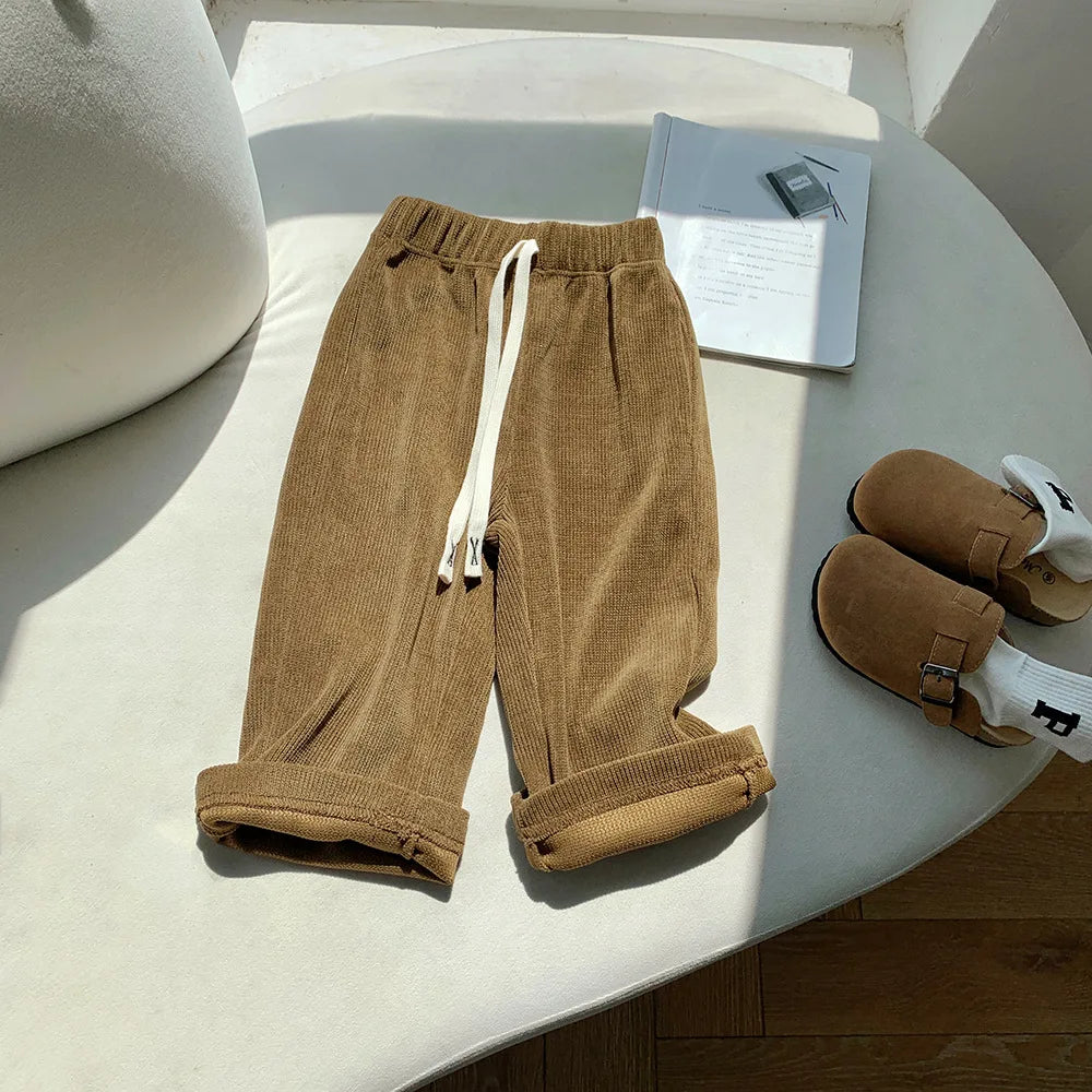 Maxy 2-8T Toddler Kid Baby Boy Girl Pant Autumn Winter Clothes Corduroy Infant Pants Warm Plush Warm Casual Children Trousers