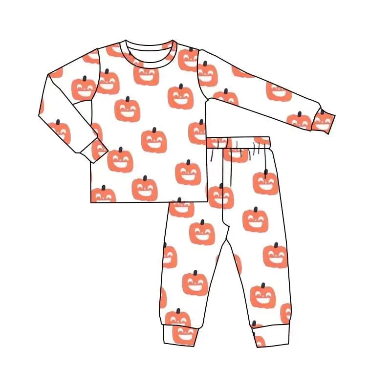 Babs New design clothes for baby boys Christmas Santa print long sleeve pants suit pajamas for children