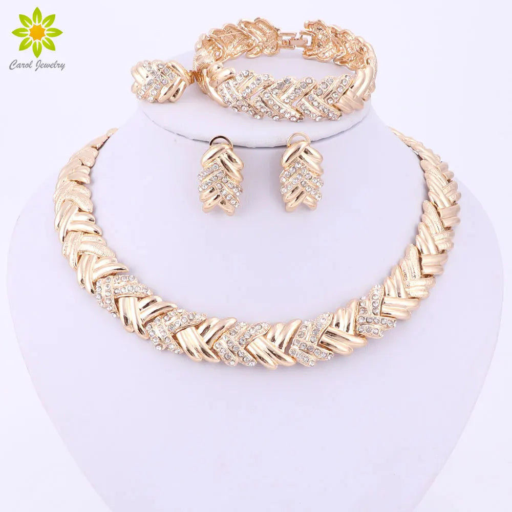 Fashion Dubai Gold Color Jewelry Sets Costume Big Design Gold Color Nigerian Wedding African Beads Jewelry Sets