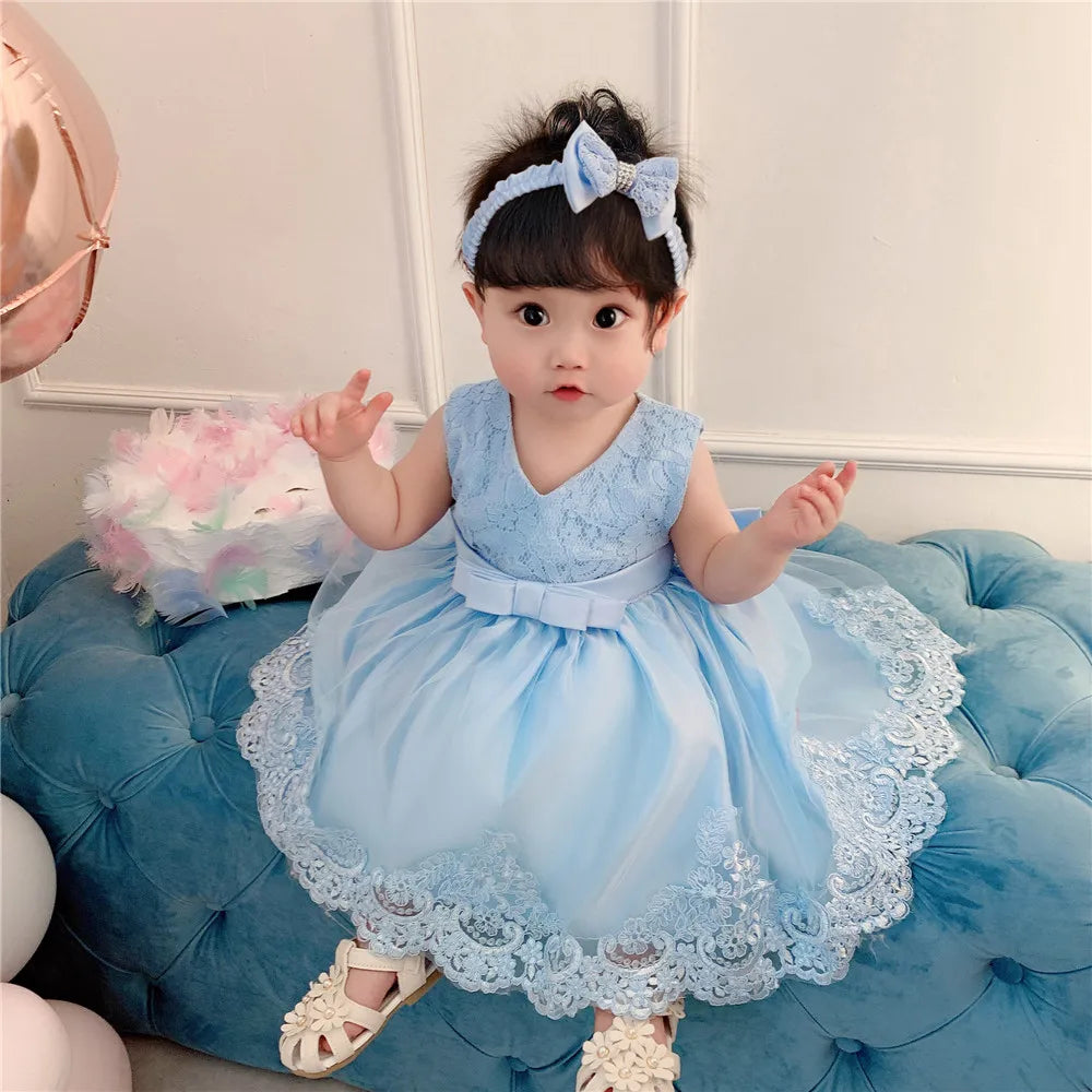 Maxy Hot Selling 0-5 Years Girl Dress Red Princess Party Dresses For Baby 1 year Girls Toddler Christening Gown Newborn Kids Clothes