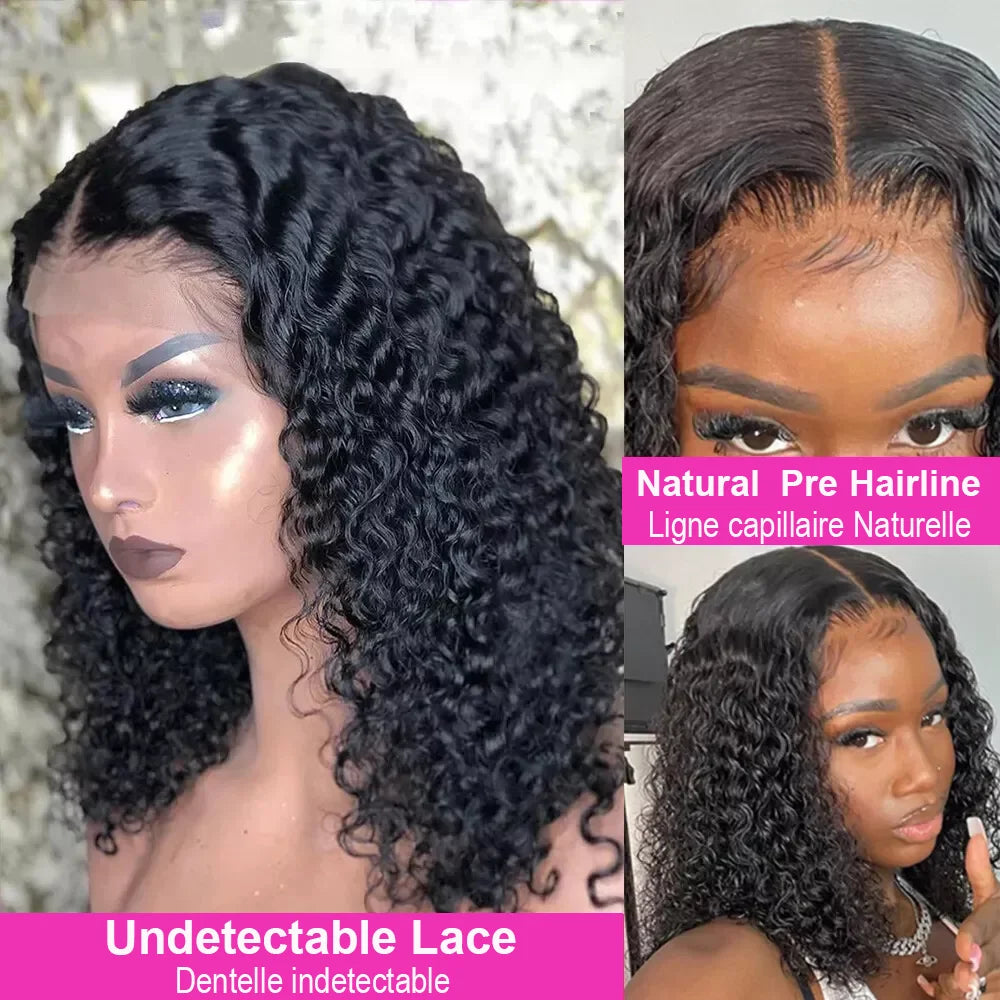 Maxy Kinky Curly Short Bob Real Human Hair Wigs 13x4 Transparent Lace Front Wigs For Women Remy 4x4 Closure Soft Bob Wig 200%