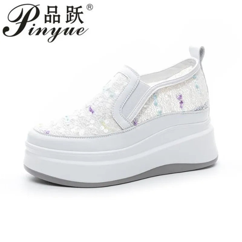Visco Sneakers Women's Size 34 39 New Color Rhinestone Fashion Women Loafers Platform Fashion Shiny Women's Shoes