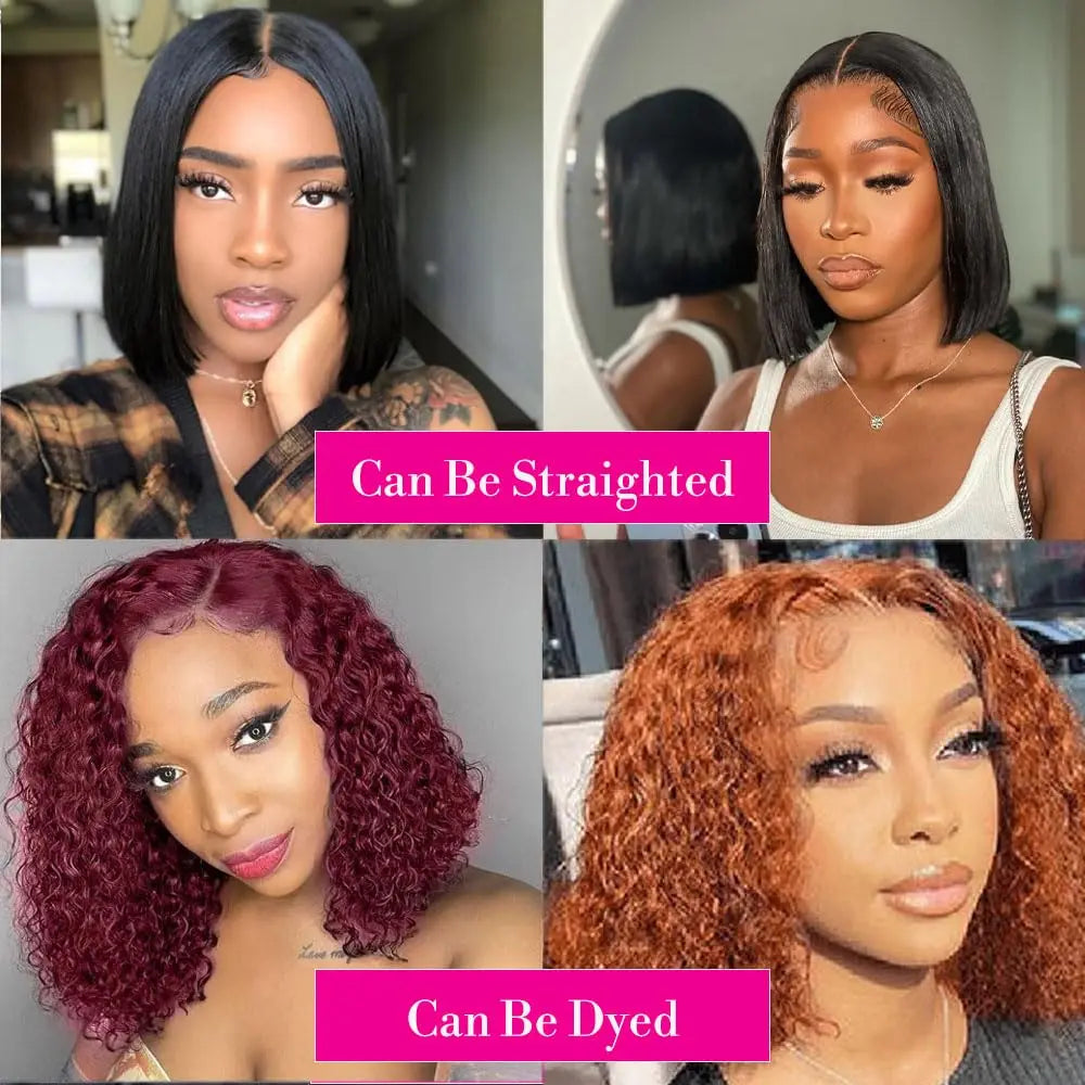 Maxy 8 16 inch Short Curly Bob Wigs Human Hair Deep Wave 13x4 Lace Front Wig 180 Density 13x6 Lace Front Wig Virgin Hair Glueless Wig