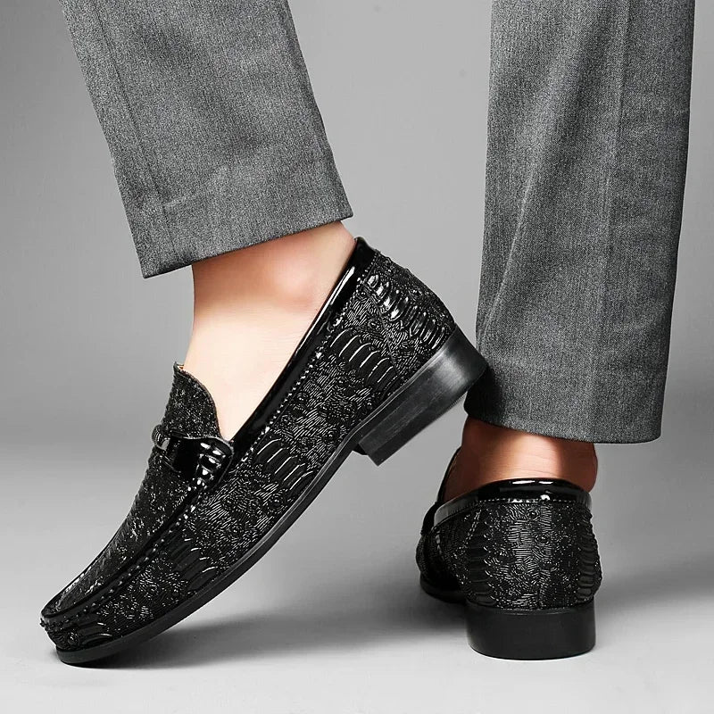 Amay New High-end Wooden Sole Business Leather Shoes Wine-Red Low-Heeled Loafers Genuine Leather Fashion Show Designer Wedding Shoes
