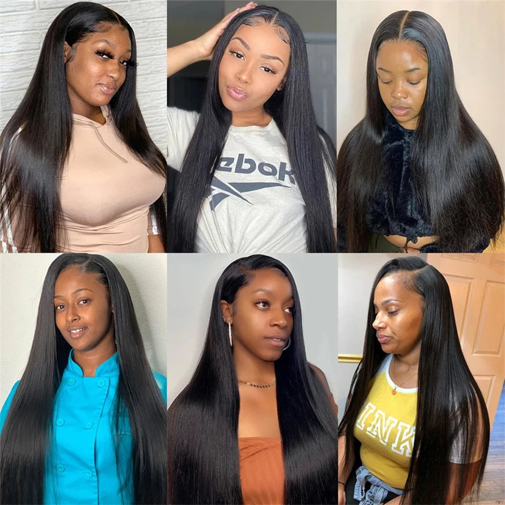 Maxy 13x4 Brazilian Straight HD Transparent Lace Frontal Human Hair Wigs 250% Density Pre Plucked Glueless Wigs Human Hair