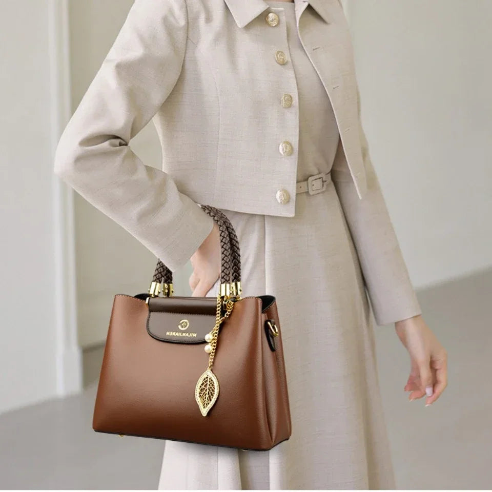 Maxy Genuine Soft PU Leather Handbags for Women Vintage Shoulder Tote Bag Luxury Designer Ladies Large Capacity Purse Bags Sac A Main