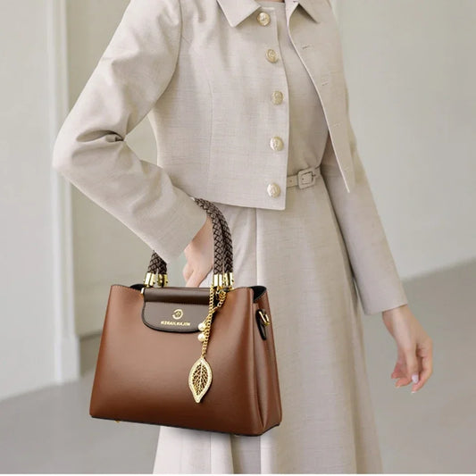 Maxy Genuine Soft PU Leather Handbags for Women Vintage Shoulder Tote Bag Luxury Designer Ladies Large Capacity Purse Bags Sac A Main