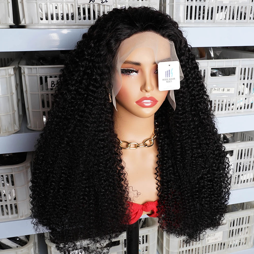 Maxy 300% Kinky Curly Human Hair Wigs 13*4 Lace Frontal Wig Remy Brazilian Human Hair Extension 4*4 Lace Closure Wigs 13*6 Thick Ends