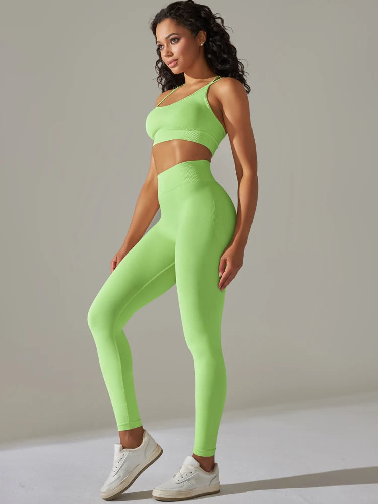 Maxy 2 Pcs Women Yoga Set Sexy Seamless Sports Set Gym Fitness Bra Set Hip Push Up Leggings Set Workout Clothing Sportswear Tracksuit