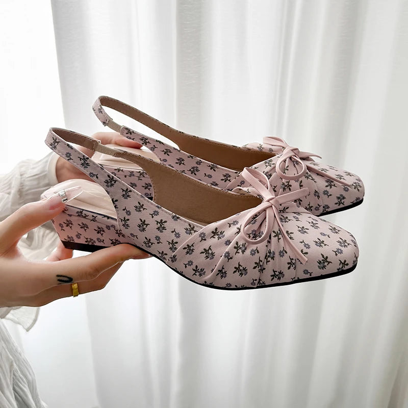 Maxy Pointed Toe Women Wedges Heels Sandals Banquet Party Shoes Elegant Butterfly-knot