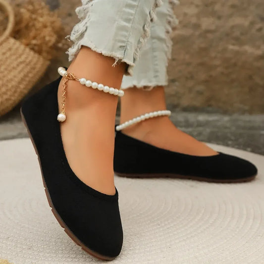 Maxy Style Comfortable and Versatile Women Spring and Autumn Outdoor Flat Shoes Round Toe Shallow Loafers Flat Shoes for Women