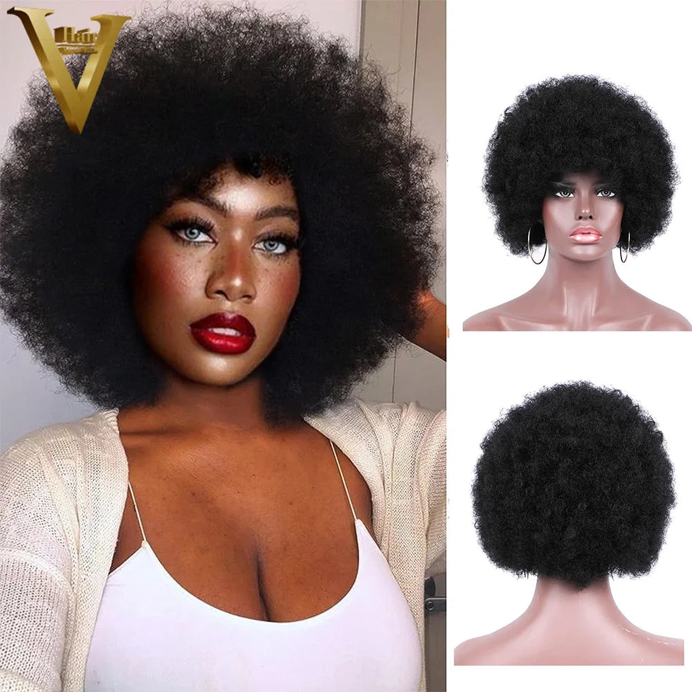 Amay Afro Kinky Curly Machine Made Wigs For Black Women Pre Plucked Remy Hair Wigs Brazilian Virgin Human Hair Full Machine Made Wig
