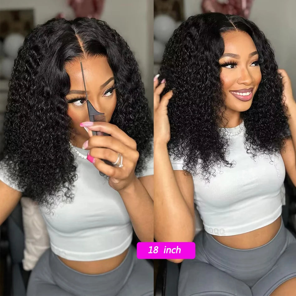 Maxy 100% Glueless Wigs Human Hair Wigs Ready to Wear and Go Bleached Knots 210% 6x4 Pre Cut HD Transparent Lace Wigs Jerry Curly