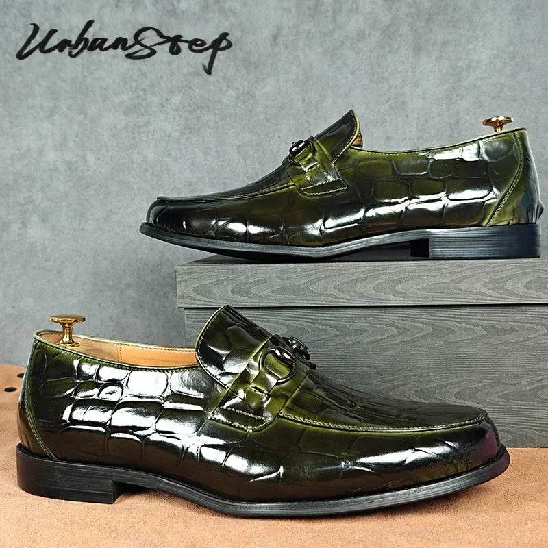Maxy Luxury Mens Leather Shoes Genuine Leather Horsebit Loafers Moccasin Social Casual Shoes Wedding Formal Dress Driving Men Shoes