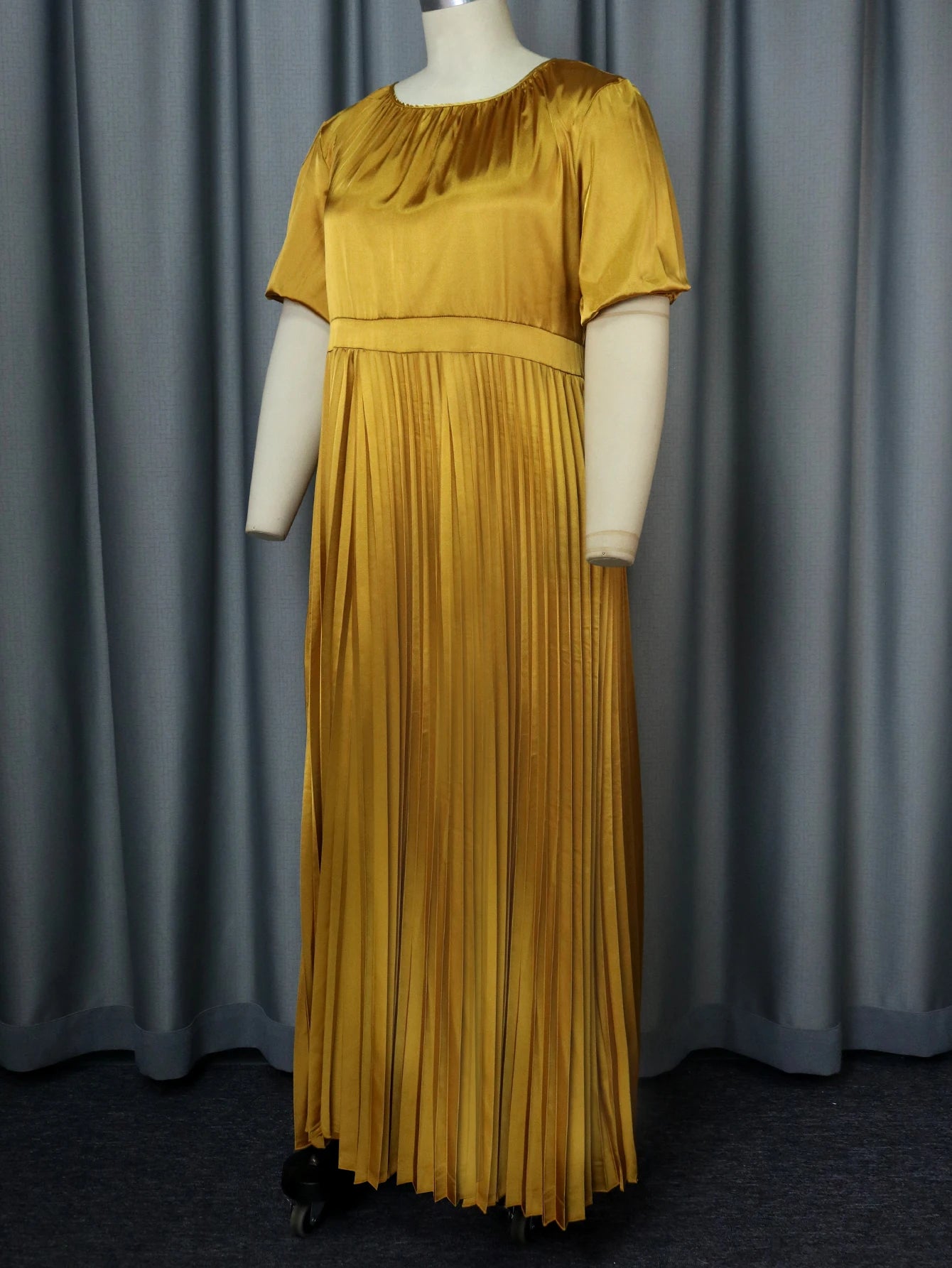 Maxy Pleated Dresses for Women Plus Size 4XL O Neck Short Sleeve A Line Summer Elegant Causal Office Wear Clubwear Plus Size Gowns
