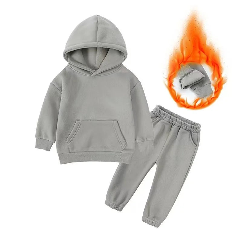 New Autumn Winter Fashion Baby Boys Girls Clothes Children Thicken Hoodies Pants 2Pcs/Set Toddler Sports Costume Kids Tracksuits