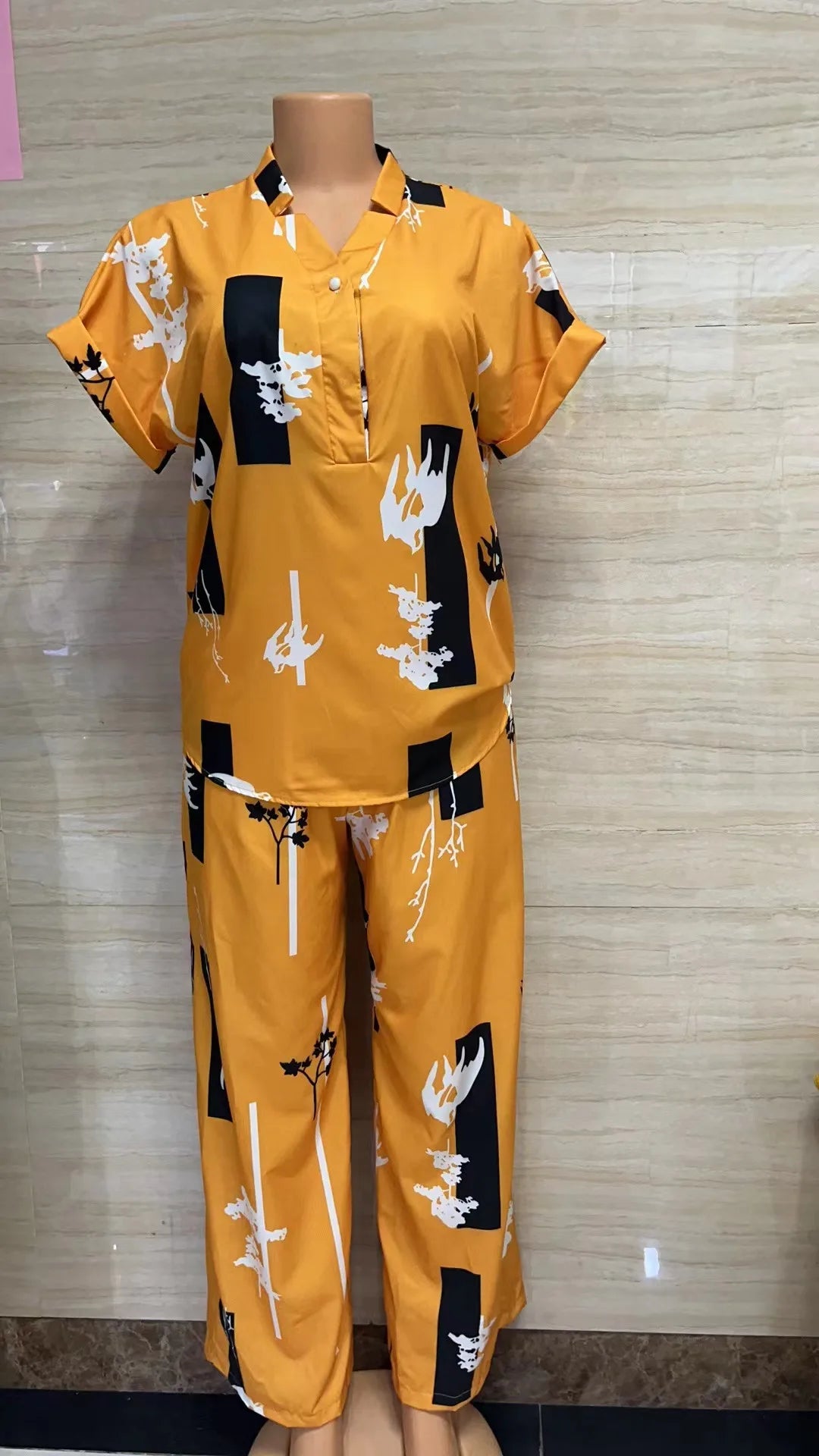 Maxy Pants Set Women Blouse Straight Trousers Two Piece Set Shirt Tracksuit Set Dashiki African Clothes Summer Top Matching Sets