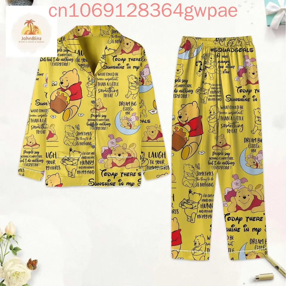 New Disney Winnie the Pooh Christmas Max Pajama Set 3d Printed Pooh Bear Holiday Casual Men's Women's Long Sleeve Shirt Pajama Set