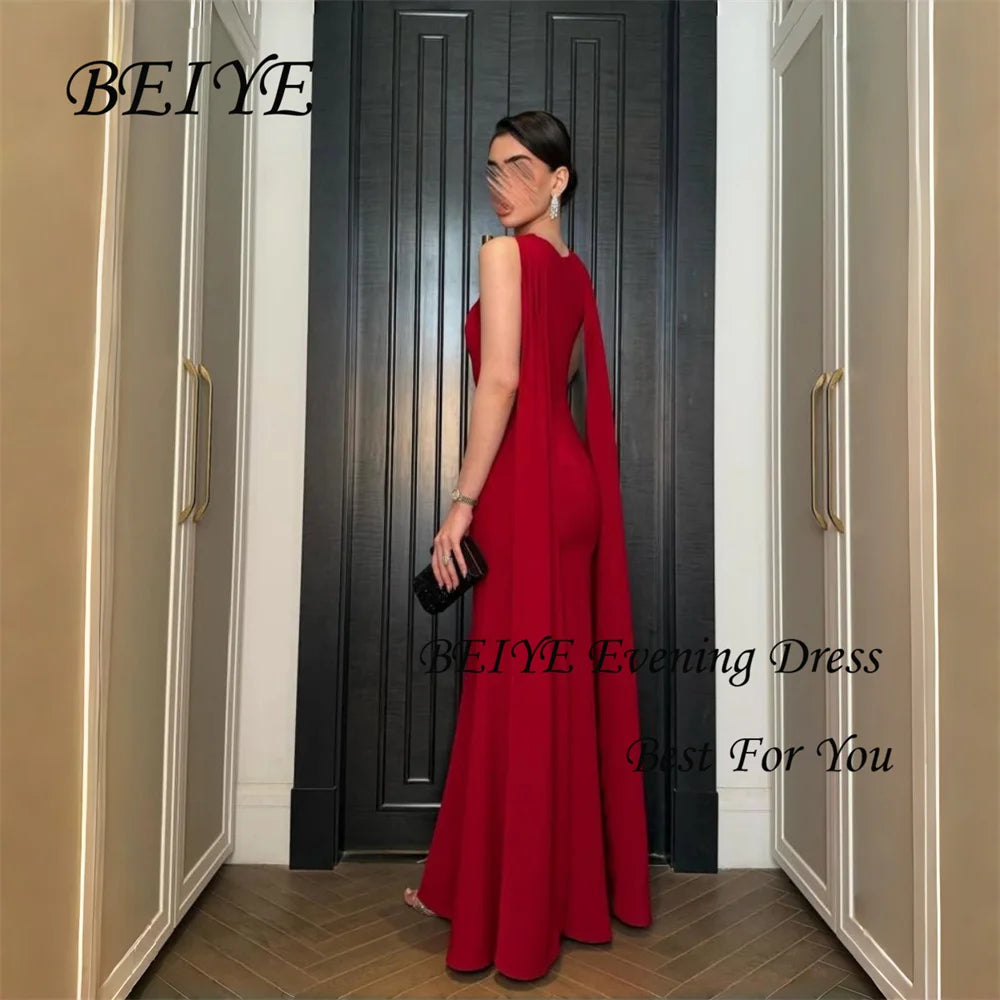 BEIYE Modern Red Mermaid Evening Dress Women 2026 Halter Sleeveless Slit Formal Party Gown Customized فساتين سهرات