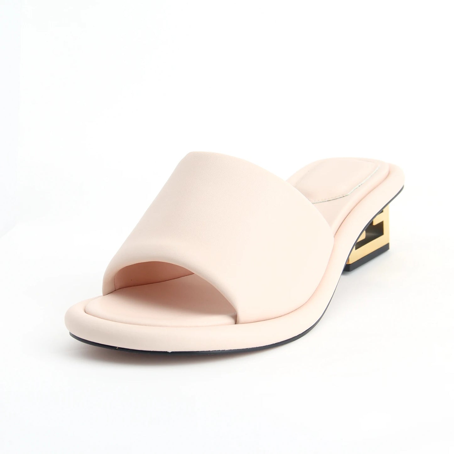 Visco Designer Summer Leather Sandals for Women Luxury Brand Shoes Black Chunky Heel ladies Slipper and Mules Sandals big size 44