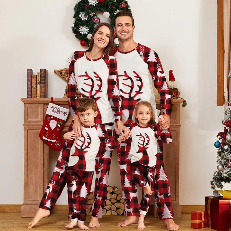 Maxy Xmas Family Matching Pajamas 2024 Christmas Printed Father Mother Kids Mathing Clothes Set Baby Jumpsuit Pyjamas Homewear