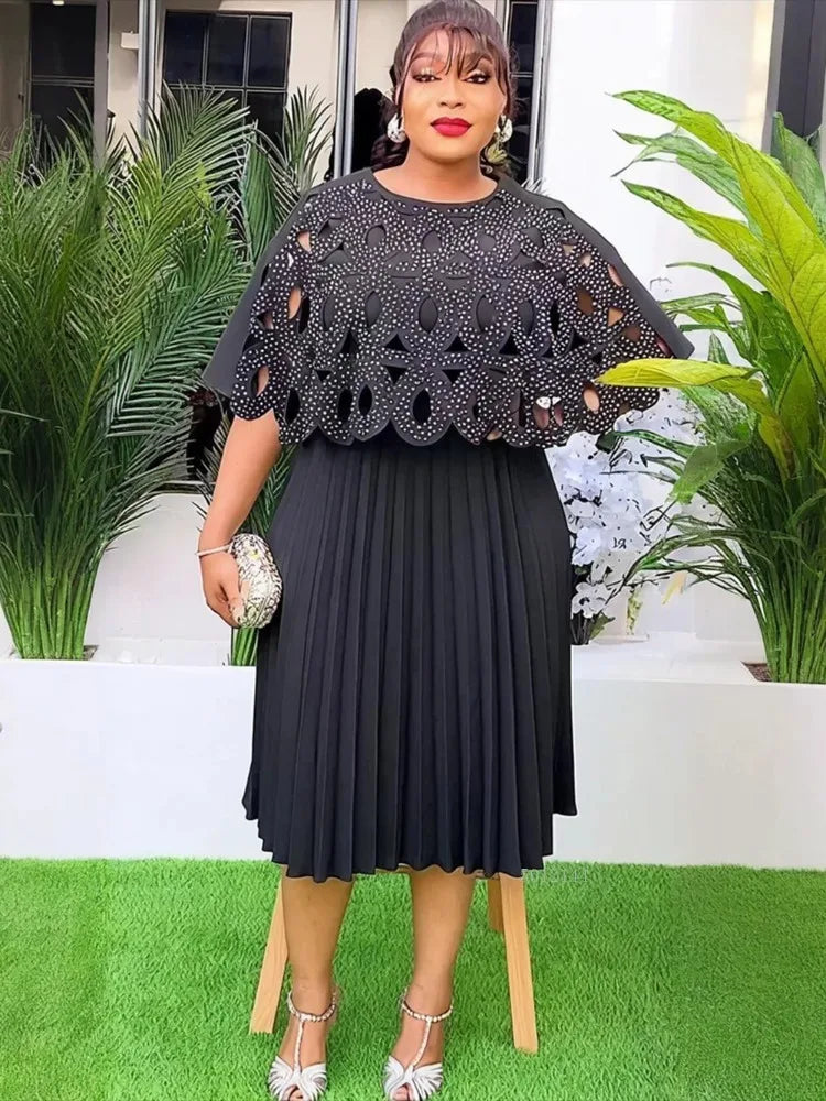 Maxy Elegant African Dresses for Women Dashiki Ankara Office Lady Outfits Robe Plus Size Turkey Evening Party Long Dress