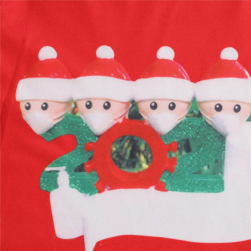 Parent-Child Nightclothes Christmas Pajamas Set Cartoon Santa Word Printed Family Top Sleeping Striped Trousers Baby Romper 2020