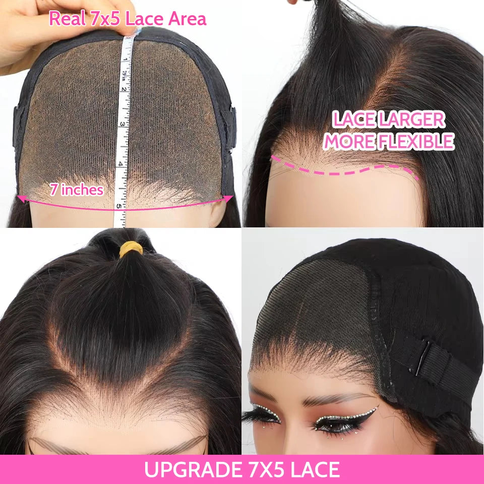 ISEE Hair Wear Go Human Hair Wigs Pre Cut PrePlucked Bone Straight Bob Wigs Transparent 7X5 Lace Front Glueless Wig Ready To Go