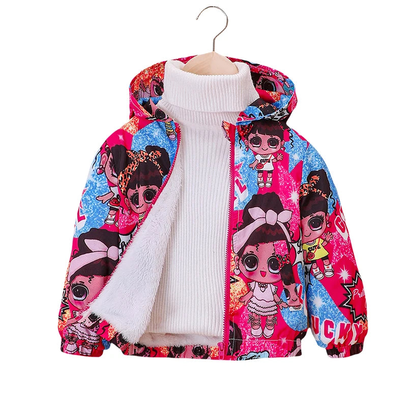 Maxy Autumn Jacket for Girls Coats Hooded Cat Pattern Baby Girls Clothes Outerwear Kid Sports Windproof Jacket Toddler Winter Clothes