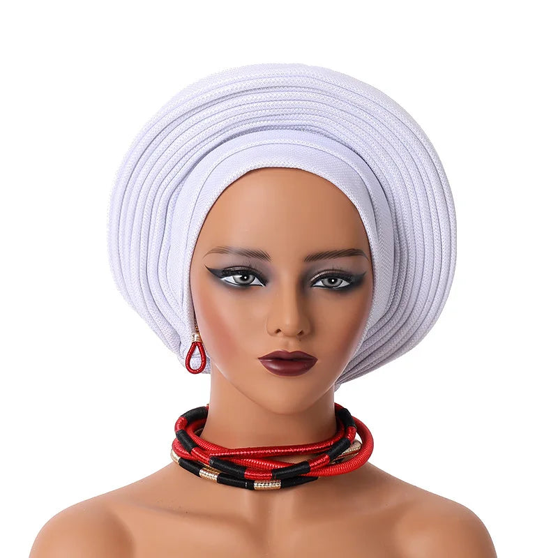 Maxy Gele Head tie Auto Gele Turban Head warp Already Made African Turban Cap Party Women Muslim Hijab Headscarf Bonnet Hat