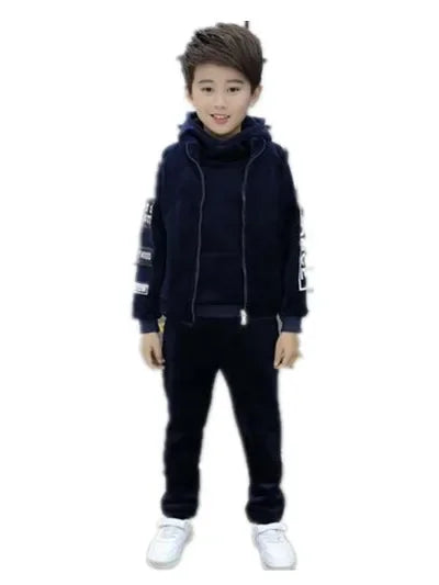 Maxy 2024 winter Boys tracksuit Autumn Toddler Teenager Clothes tiger velvet jacket + Sweater + Pant Children Kids 8 9 10 11 12 year