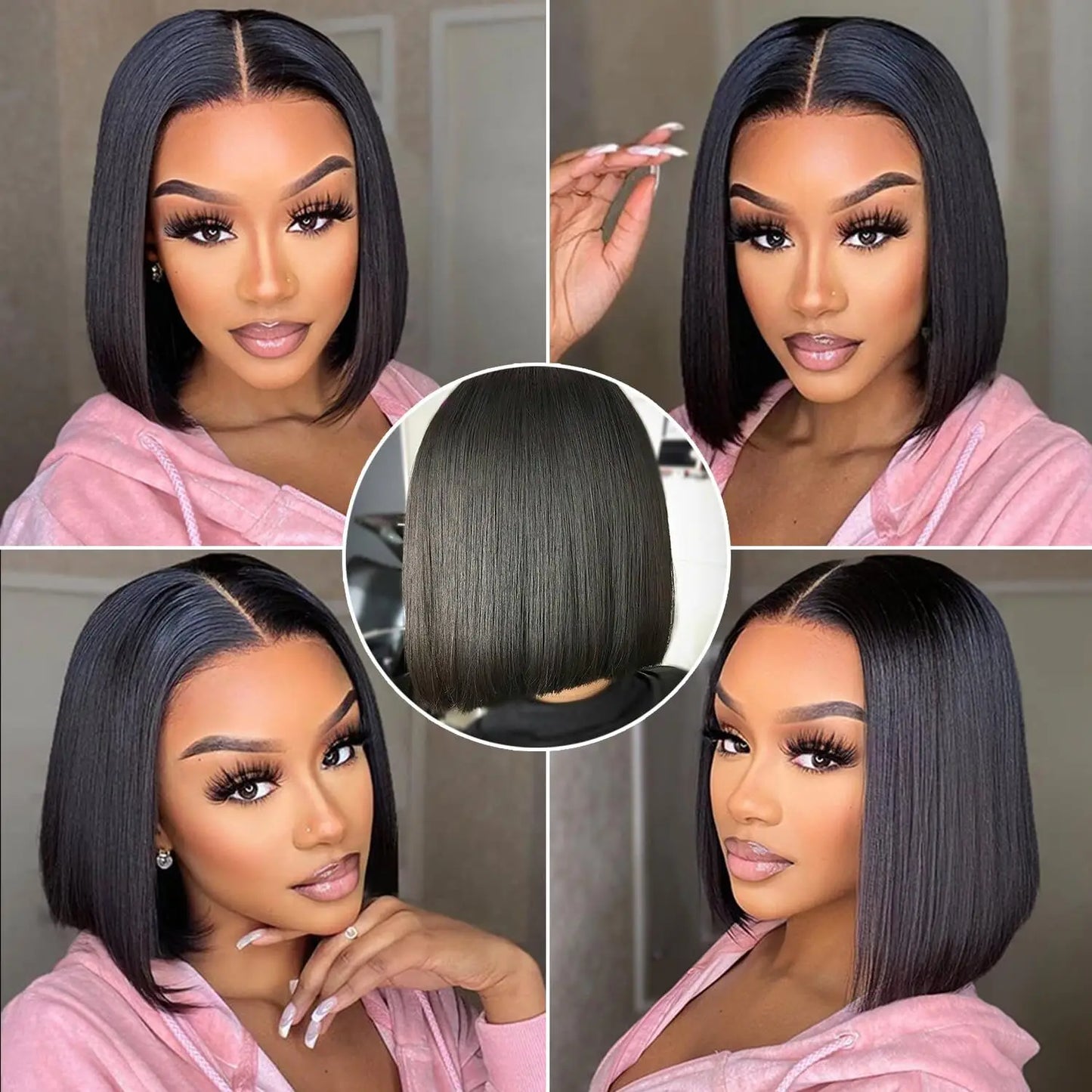 Maxy Hair Wear Go Human Hair Wigs Pre Cut PrePlucked Bone Straight Bob Wigs Transparent 4X4 Lace Front Glueless Wig Ready To Go