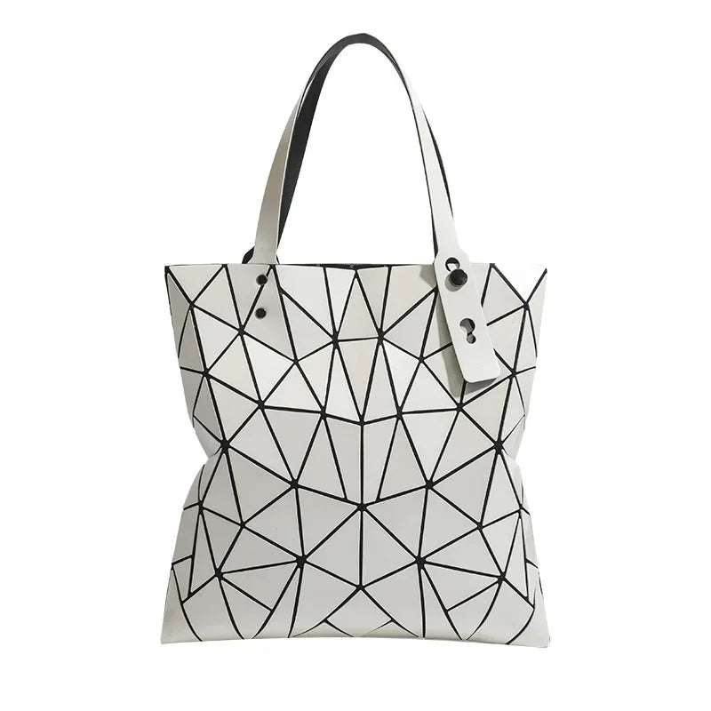 Maxy PVC Tote Bag Women Shoulder Bags Simple Geometric Large Capacity Handbag Lattice Pattern Bag Casual Tote