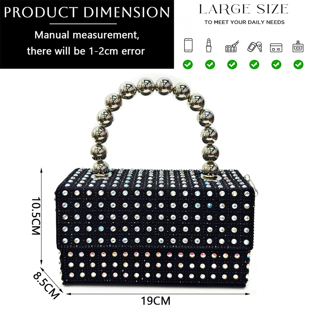 Maxy Venus Chan High Heels with Bag, Elegant Pointed Toe for Party, African Black Shiny Rhinestone Shoes Set of Italian 2024