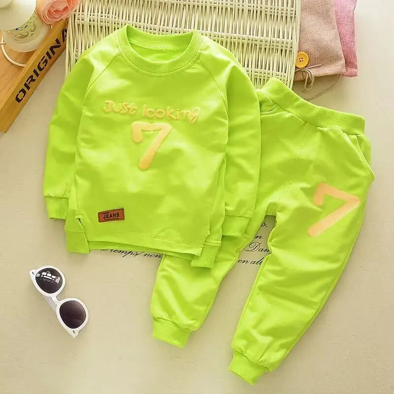 Maxy Kid Boy Clothes Set Children Girls Letter Printed Sweatshirt Top and Pants Bottom 2PCS Suit Baby Long Sleeve Tracksuits