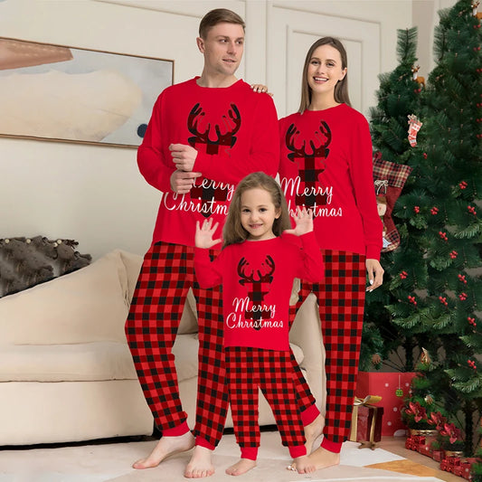 Maxy Winter Red Top+Pant Family Christmas Pajamas Xmas Pjs Men Women Kids Baby Dog Pyjamas Sleepwear Sets Matching Outfit Z934