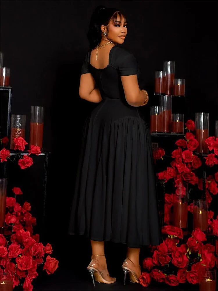 Amay Plus Size Dresses Women V Neck Sexy Party Elegant Fashion Streetwear Full Length Maxy Dress Wholesale Dropshipping 2025