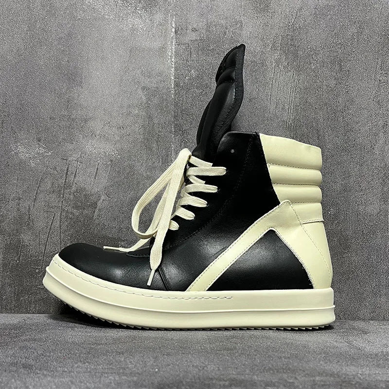 Visco Men ‘s High Top Shoes Women Leather Platform Sneakers Casual Luxury Lace Up Zip Autumn Black Classic Designer Boots