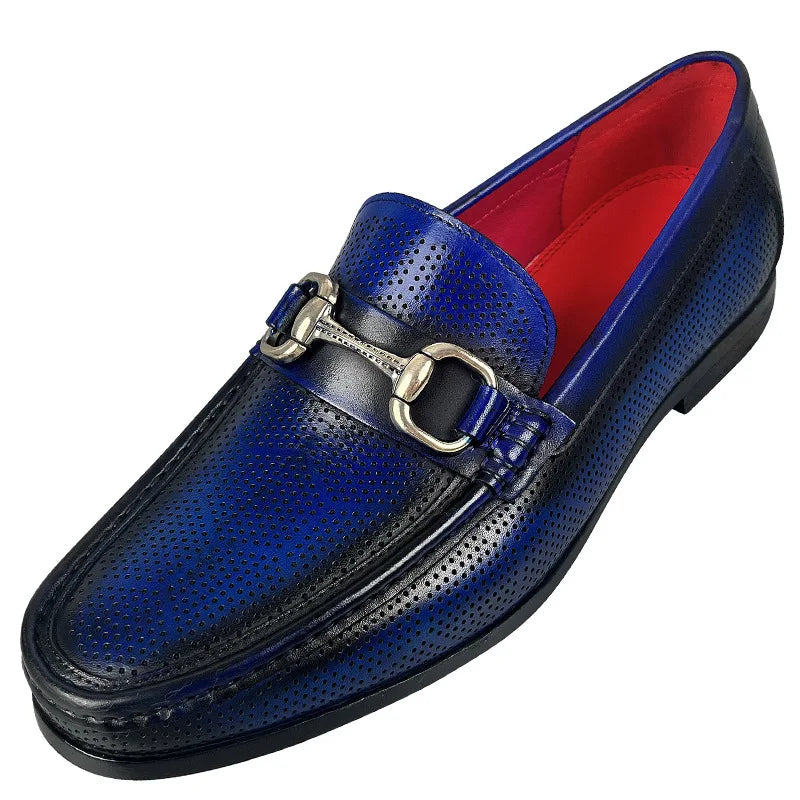 Maxy Men Dress Shoes Loafers Genuine Leather Shoes Business Wedding Party Shoes Men Slip On Casual Green Shoes Office Formal Shoes