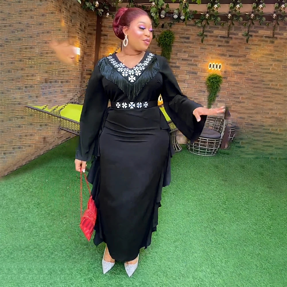 Maxy Plus Size Party Long Dresses for Women Dashiki Ankara Clothing New Turkey Robes Muslim Kaftan Evening Gown