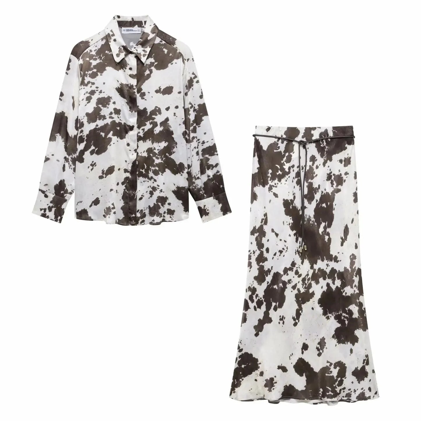 Maxy Printing Short Skirt Sets For Women 2 Pieces Outfit New Fashion Printing Top Casual Midi Skirts Womens Suit
