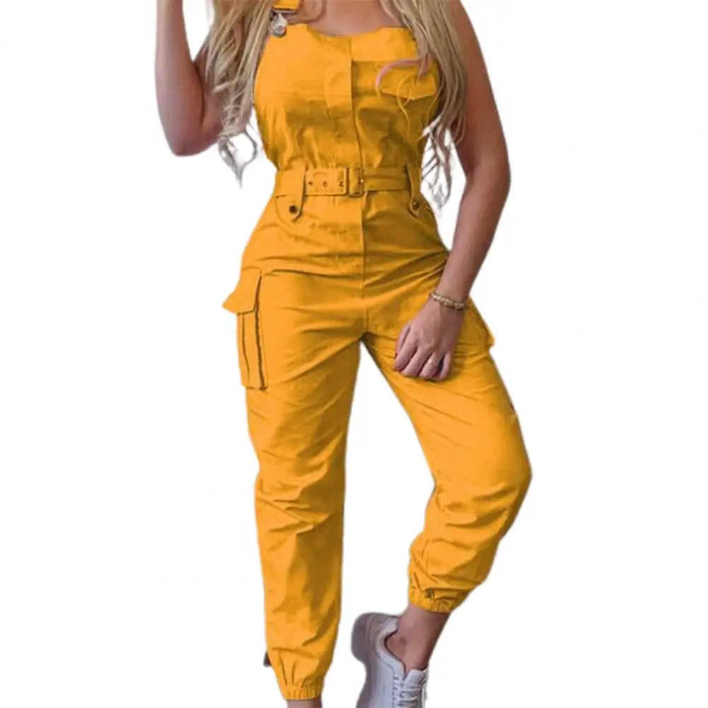 Maxy European and American Suspender Women Jumpsuit Fashion Women Loose Strap Jumpsuit Ankle Tied Harem Trousers Casual Playsuits