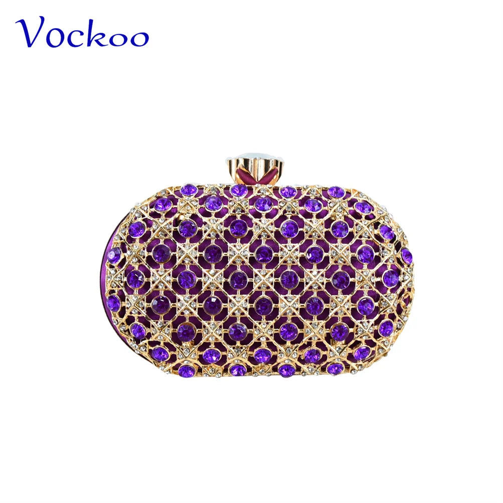 Maxy Fashion Purple Color Magazine Hollow Design Noble and Elegant Women's Low Heeled Shoes Paired with Evening Bags.