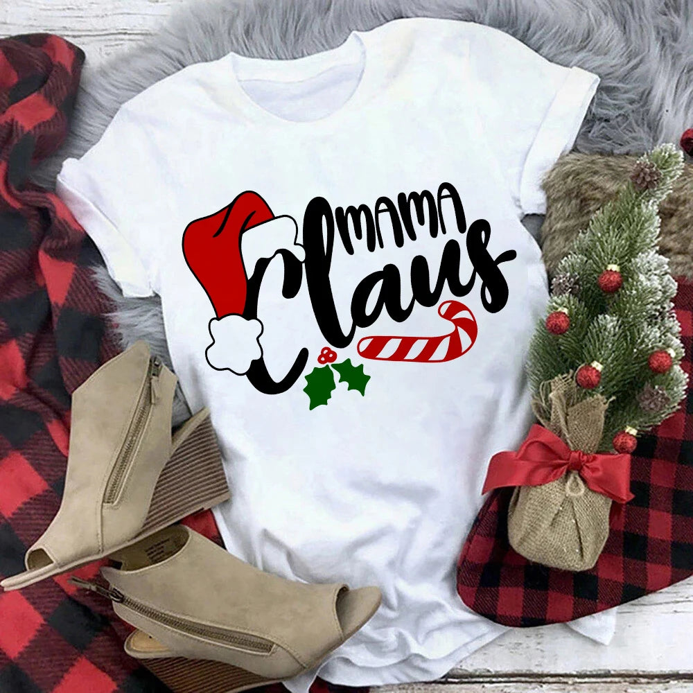 Christmas Family Matching Outfits Dad Mom Daughter Son and Baby Bodysuits Short Sleeve Tops Xmas Party Clothes Casual Family Set