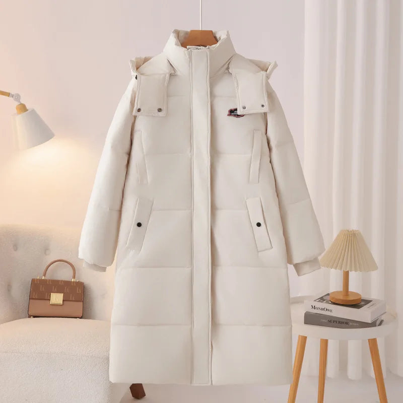 Maxy Plus Size Women Parka Winter New Loose Fashion Casual Couple Hooded Thickened x-long Warm cotton-padded Jacket 368